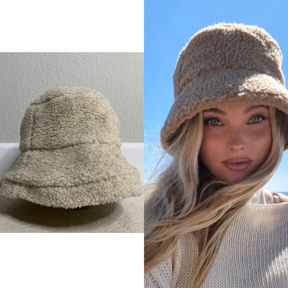 Teddy Sherpa Beige Bucket Hat